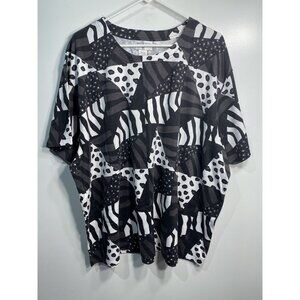 at ease womens shirt plus size 3X XXXL 3XL short sleeve black and white